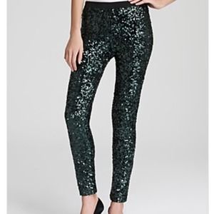 French Connection Green Sequin Leggings