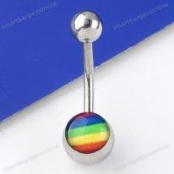 Rainbow stainless steel belly ring