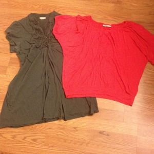 Gray long shirt and NEW coral shirt