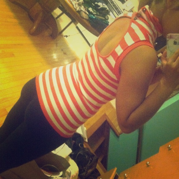 Pink and white striped knitted top