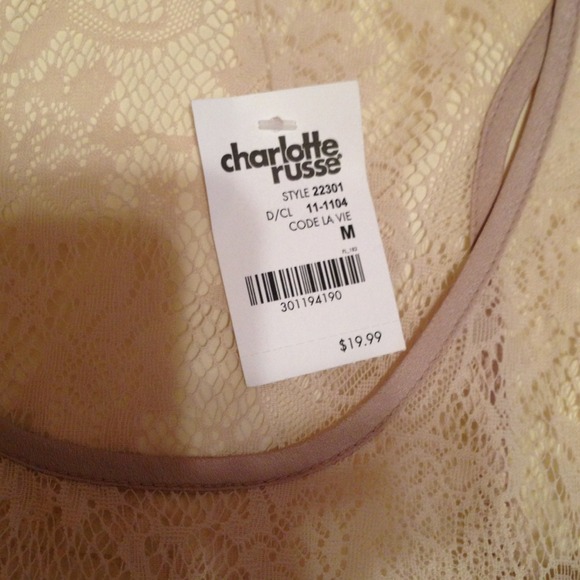 NWT lace neckline taupe dress top - Picture 3 of 4