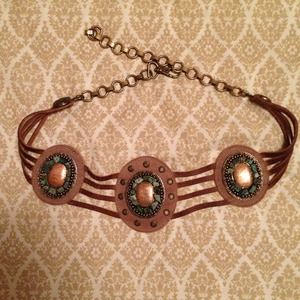 bebe Leather Belt w/ Turquoise Stones