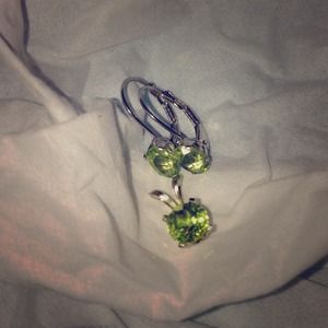 Peridot earrings and pendant