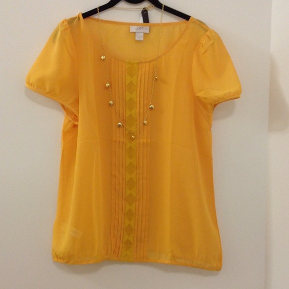 LOFT tangerine flowy top - Picture 2 of 3