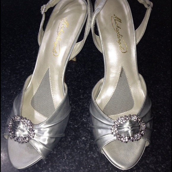 Silver shoes from David's Bridal.  Worn once.