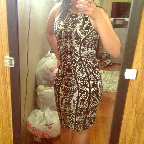 Black and white halter top dress