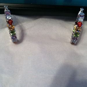 Sterling silver multicolored gemstone earrings