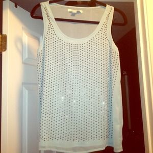 SOLD Rhinestone mint tank sheer back