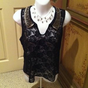 Sheer lace black tank