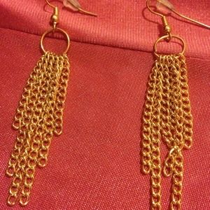 Gold chain earrings