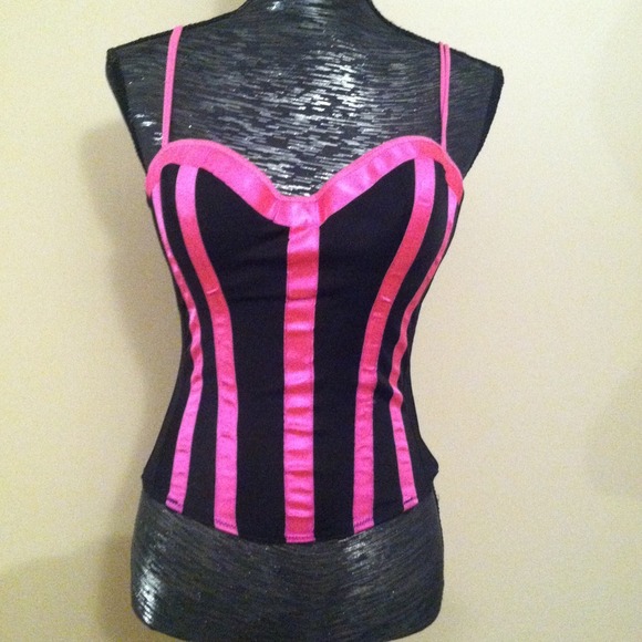 ( FLASH SALE! Take 25% off!)Pink and black corset