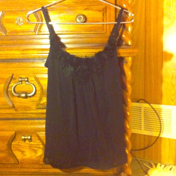 Black Feathered Tank Top Recently Reduced 🙋