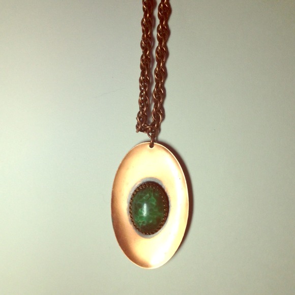 Handmade Copper & Emerald Opal Pendant Necklace