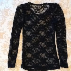Black Lace Sheer Top