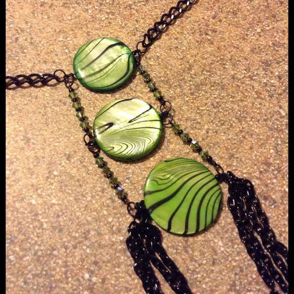 Black & Green handmade wild chain necklace !!