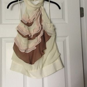 Arden B ruffle front halter top