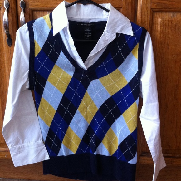 long sleeve with attached argyle vest