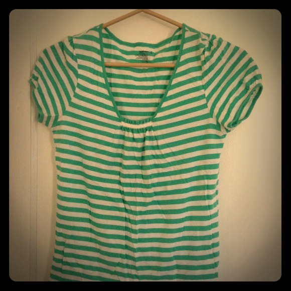 Green & white striped tee