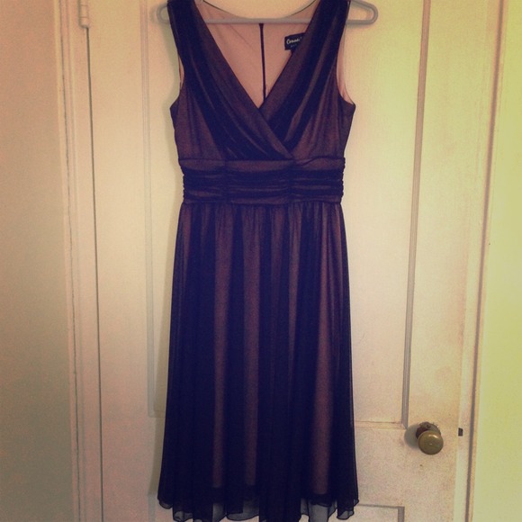 Classic pink and black chiffon dress