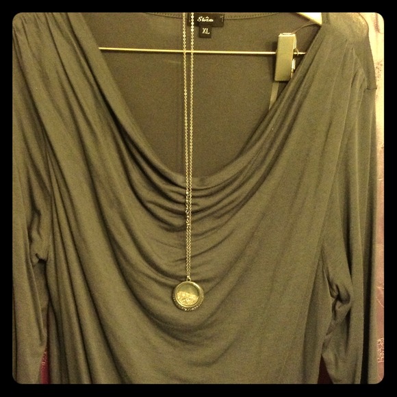 Gray scoop neck top