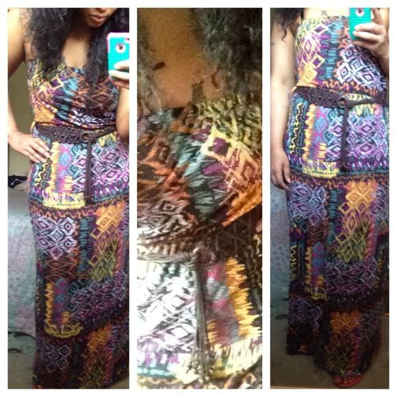 Long tribal print maxi dress