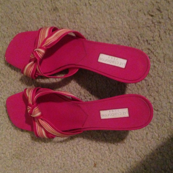 Liz Claiborne pink heel sandals w/ knotted straps - Picture 2 of 4