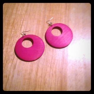 Pink circle earrings