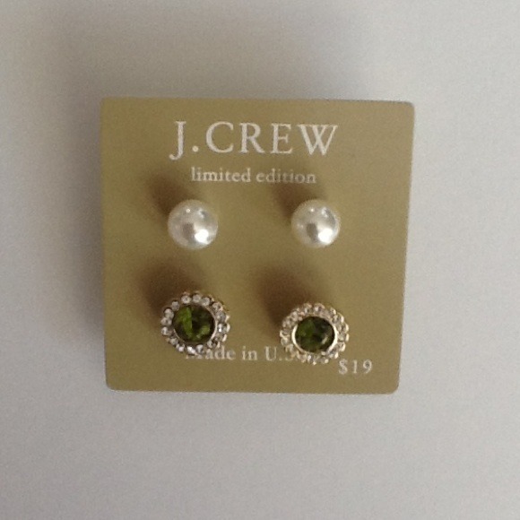 J. Crew Jewelry - J. Crew earrings   Green/ Pearl