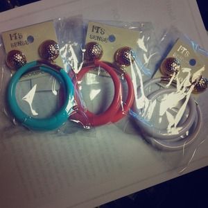 White, mint, and salmon hoop earrings