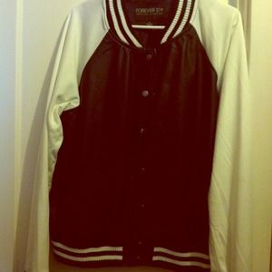 Faux Leather Baseball Jacket