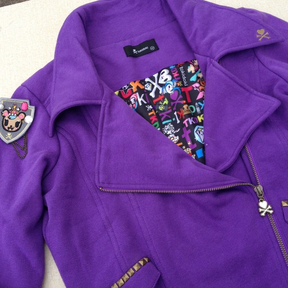 SOLD✨Tokidoki purple jersey moto style jacket M - Picture 2 of 4