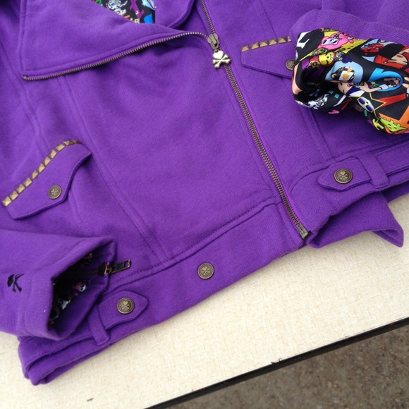 SOLD✨Tokidoki purple jersey moto style jacket M - Picture 3 of 4