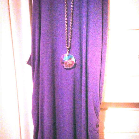 Dangle necklace with clear crystal charm - Picture 3 of 4