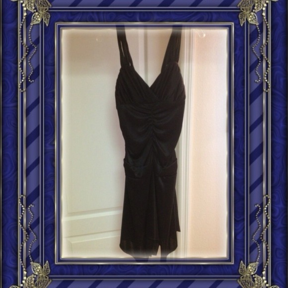 Sleeveless Black, Sateen Dress, Form Fitting