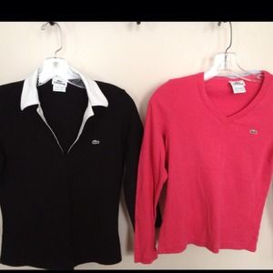 Set of two Lacoste long sleeve shirts.
