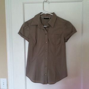 Khaki Button Up Stretch shirt - NY & Company -XS