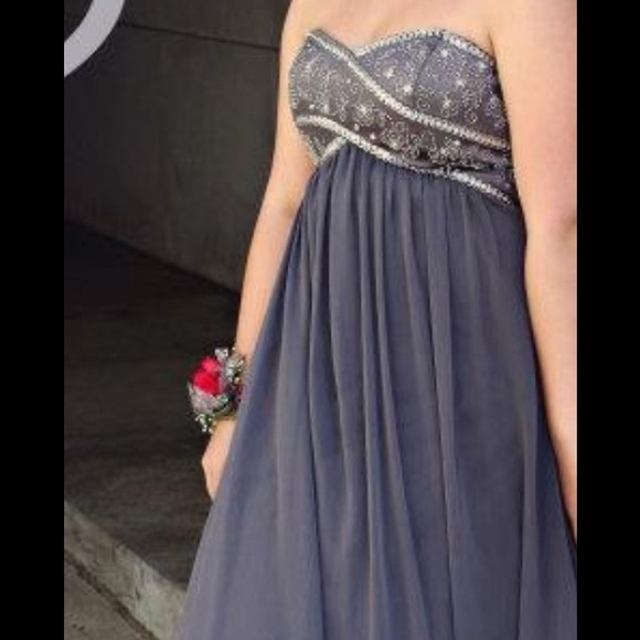 Gray floor length prom dress