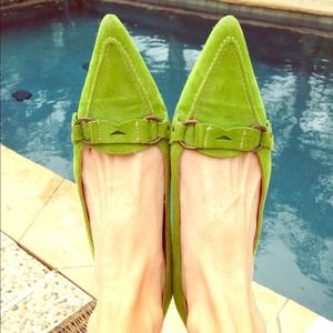 J. CREW green suede flats