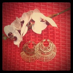 Gold Color Tribal Shaped Hoop Earrings