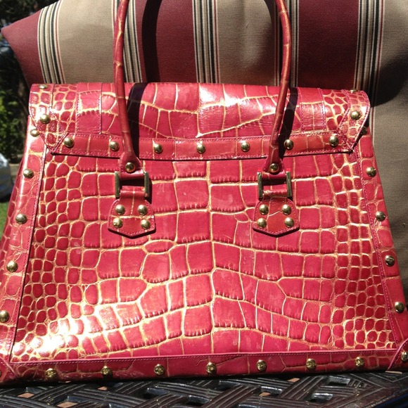 SOLD Genuine Leather bag NORDSTROMS  RED/DK.PINK - Picture 3 of 4