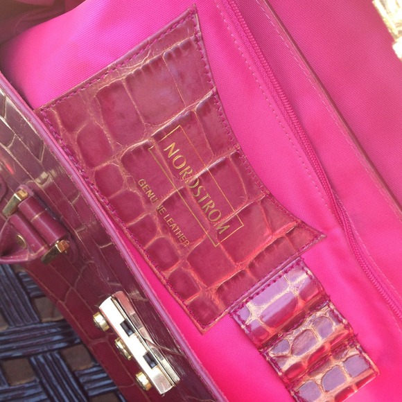SOLD Genuine Leather bag NORDSTROMS  RED/DK.PINK - Picture 4 of 4