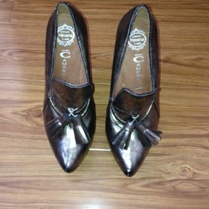 Jeffrey Campbell Metallic Pewter Tassel Wedges