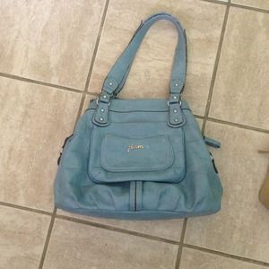 Large blue and green Plum tote purse bag