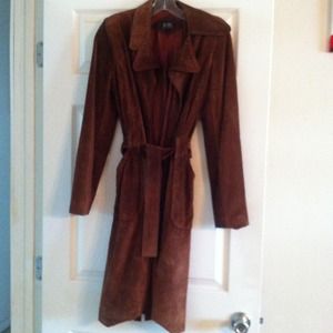 BCBG suede leather trench coat