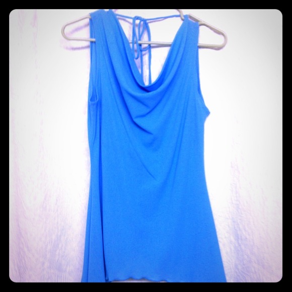 Turquoise droop collar blouse - Picture 1 of 3