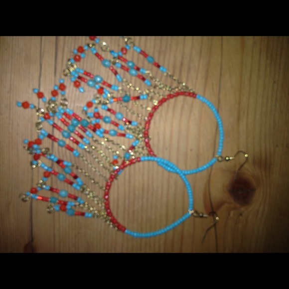 H&M tribal hoop dangle chandelier earrings