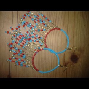 H&M tribal hoop dangle chandelier earrings