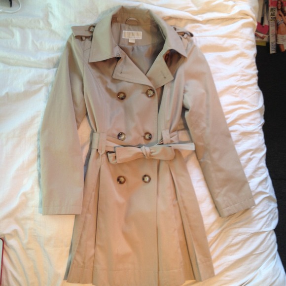 Classic tan double-breasted trench coat