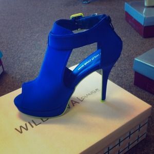 Cobalt blue with a neon bottom and ankle strap
