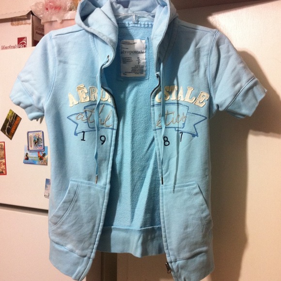 a sky blue hoodie